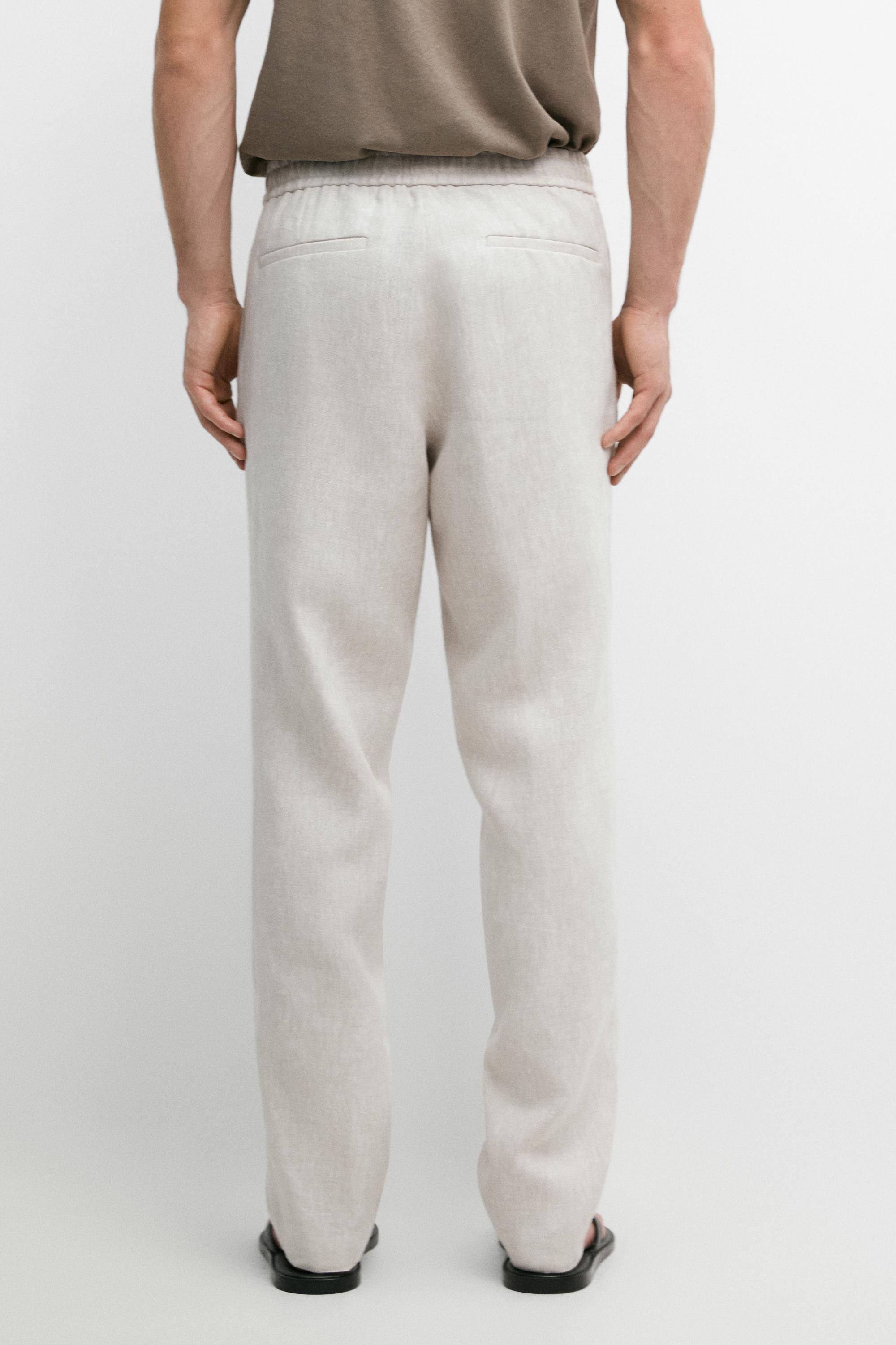Linen jogger fit trousers